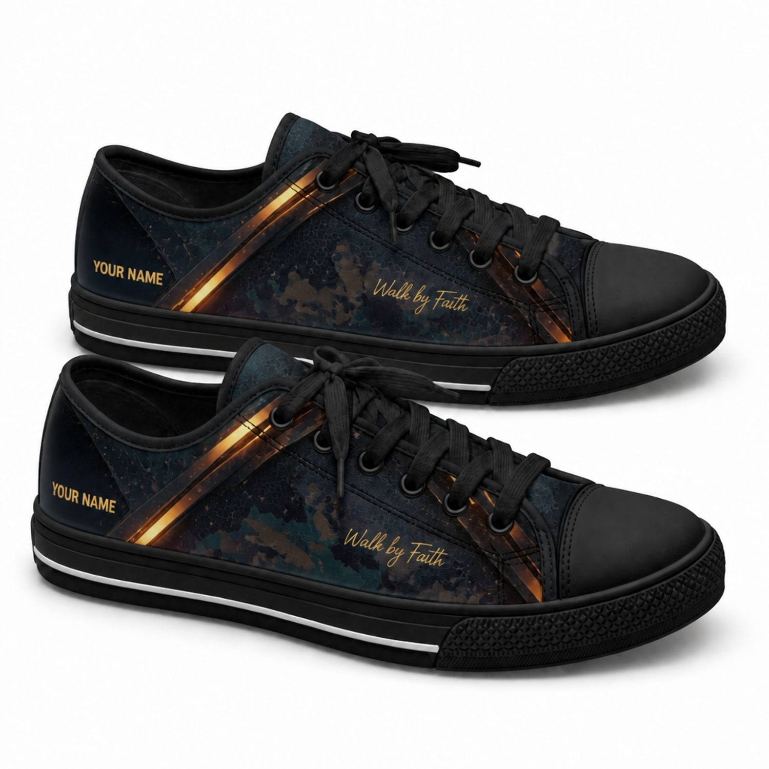 Walk By Faith Shoes Graphic Canvas Low Top Shoes black shoes    