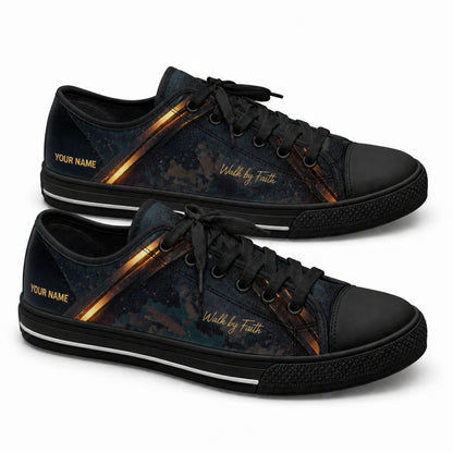 Walk By Faith Shoes Graphic Canvas Low Top Shoes black shoes    
