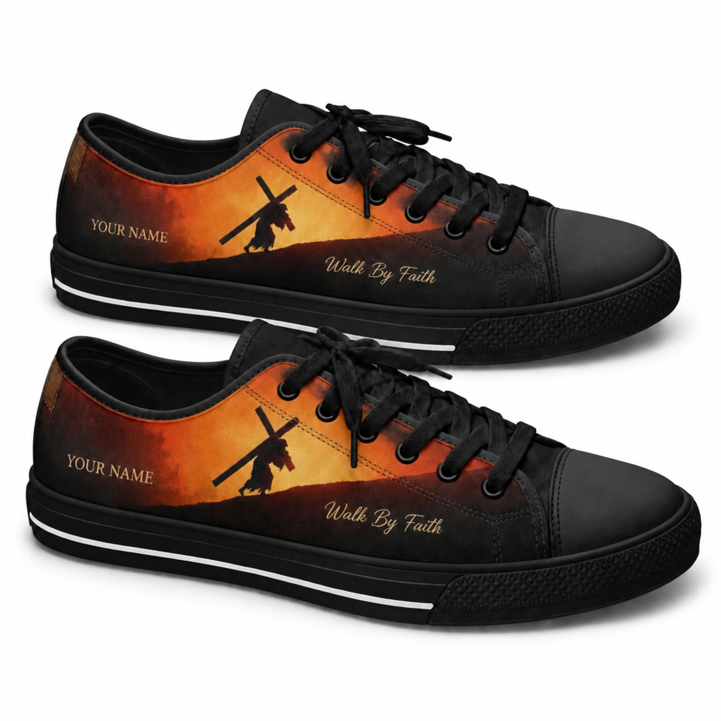 Walk By Faith Shoes Graphic Low Top Shoes black shoes    