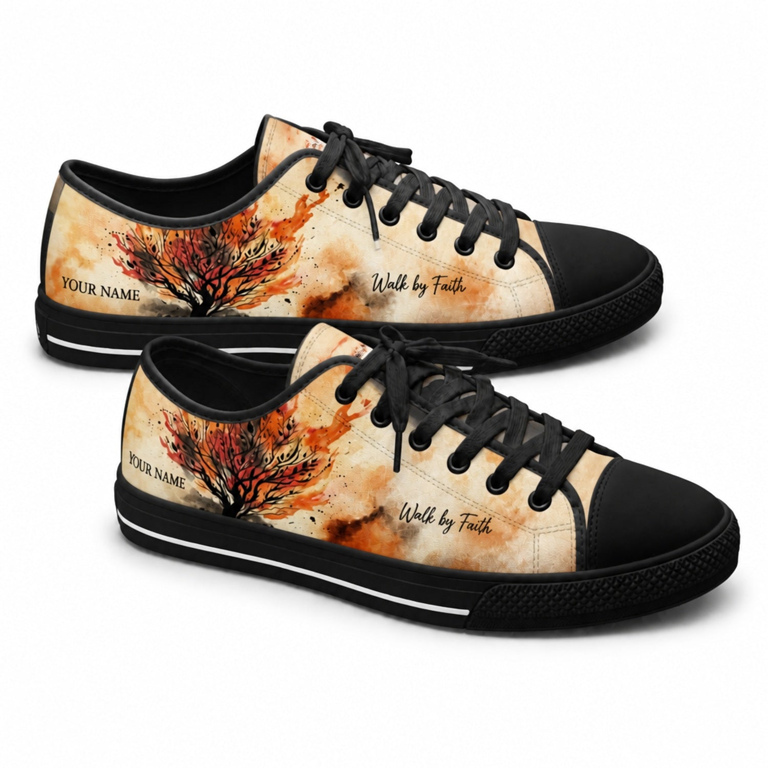 Walk By Faith Shoes Graphic God Low Top Shoes black shoes    