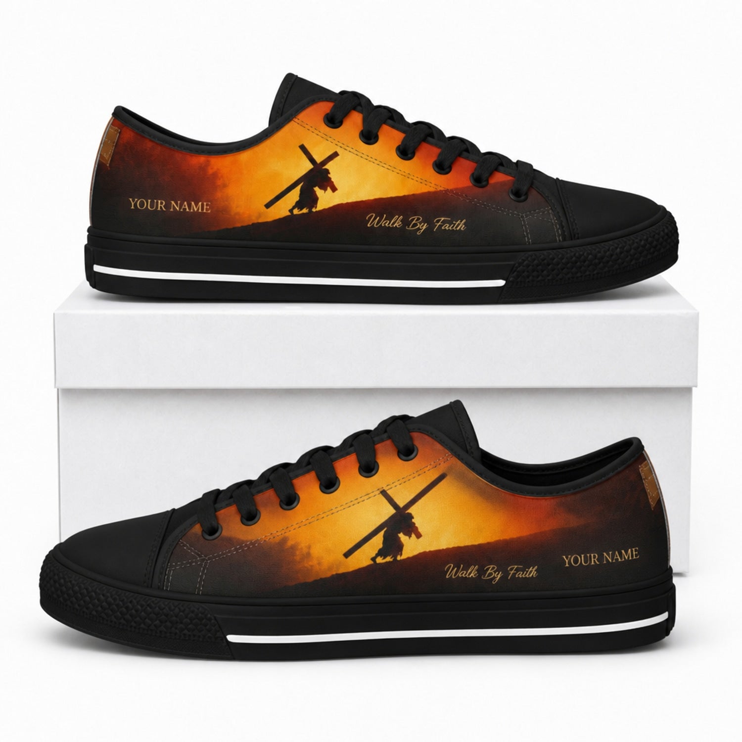 Walk By Faith Shoes Graphic Low Top Shoes box black    