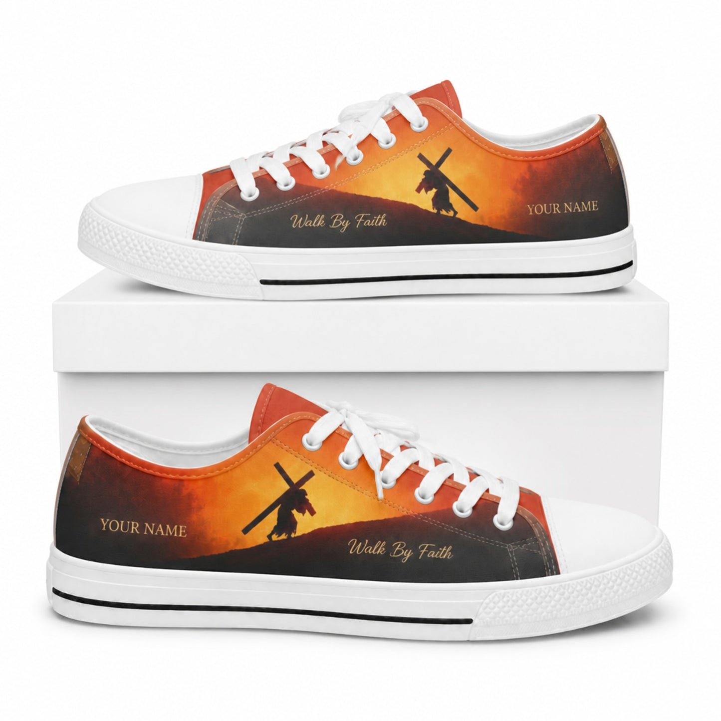 Walk By Faith Shoes Graphic Low Top Shoes box white    