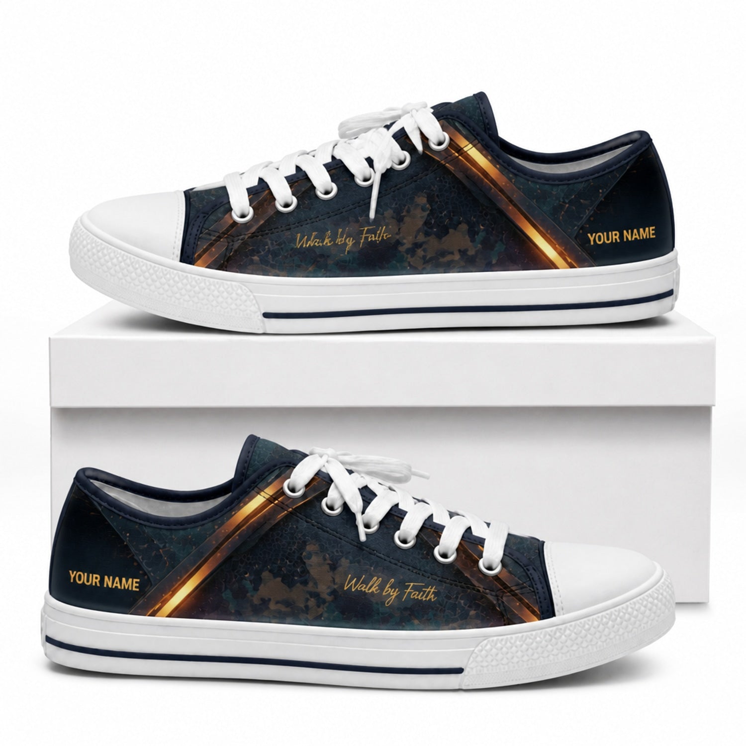Walk By Faith Shoes Graphic Canvas Low Top Shoes box white    