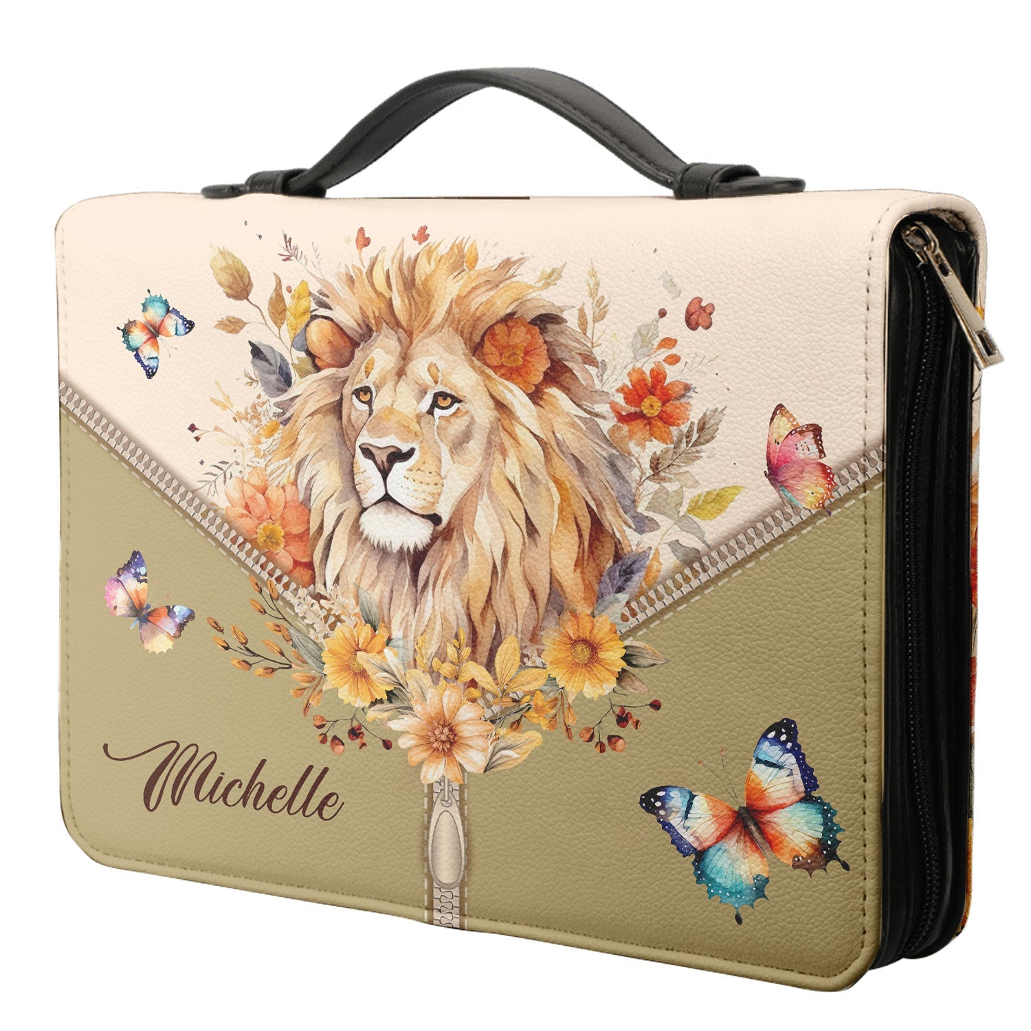 Way Maker Miracle Keeper Lion Butterfly Personalized Bible Cover - Inspirational Bible Covers For Women