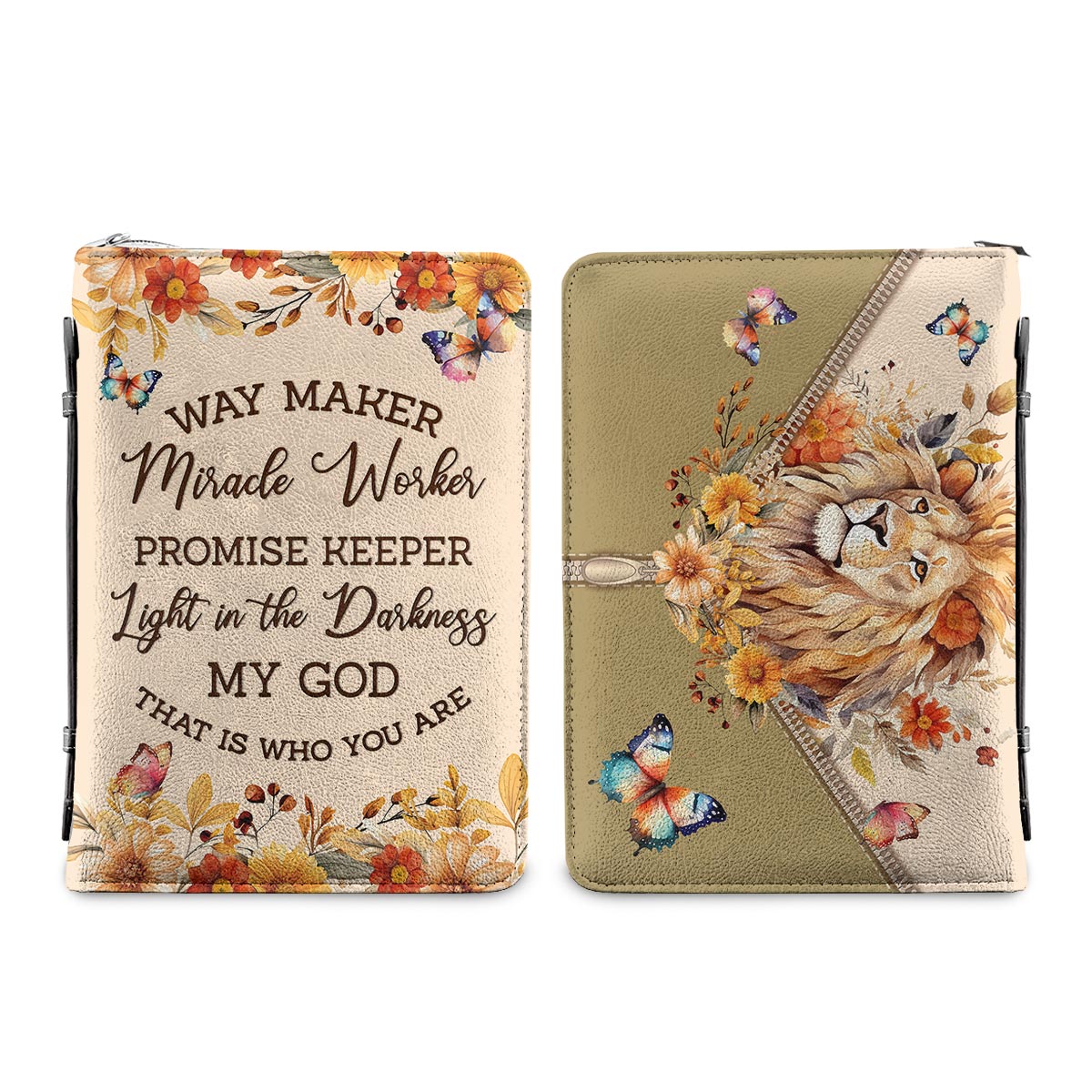 Way Maker Miracle Keeper Lion Butterfly Personalized Bible Cover - Inspirational Bible Covers For Women