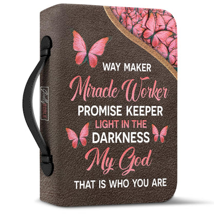 Way Maker Miracle Worker Butterfly Leather Style Personalized Bible Cover - Inspirational Bible Covers For Women