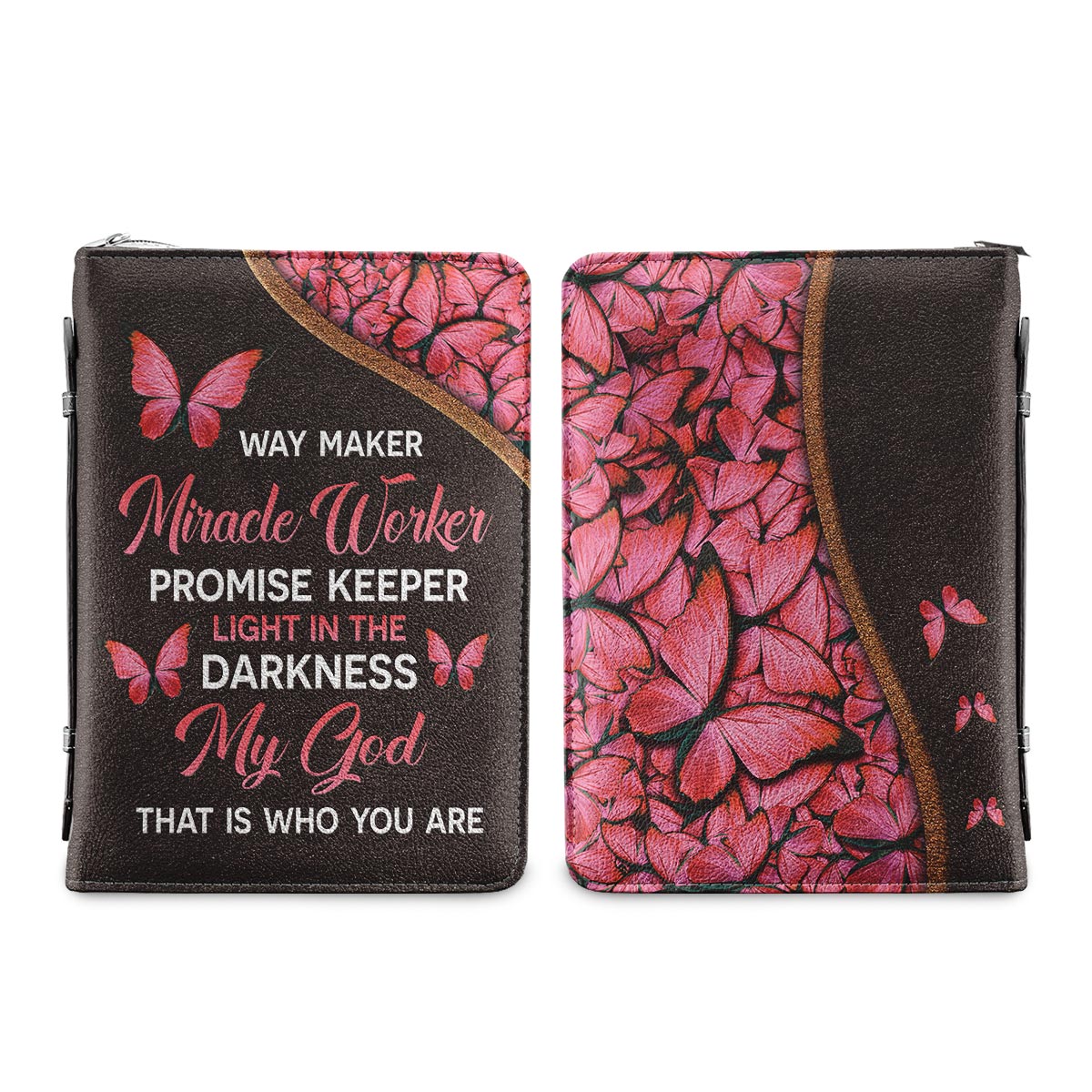 Way Maker Miracle Worker Butterfly Leather Style Personalized Bible Cover - Inspirational Bible Covers For Women