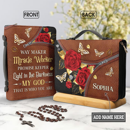 Way Maker Miracle Worker Butterfly Zipper Style Personalized Bible Cover - Inspirational Bible Covers For Women
