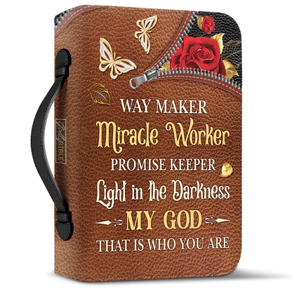 Way Maker Miracle Worker Butterfly Zipper Style Personalized Bible Cover - Inspirational Bible Covers For Women