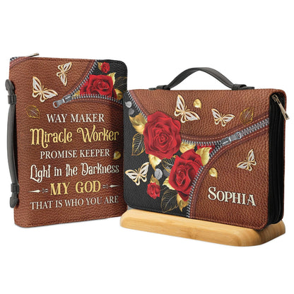 Way Maker Miracle Worker Butterfly Zipper Style Personalized Bible Cover - Inspirational Bible Covers For Women