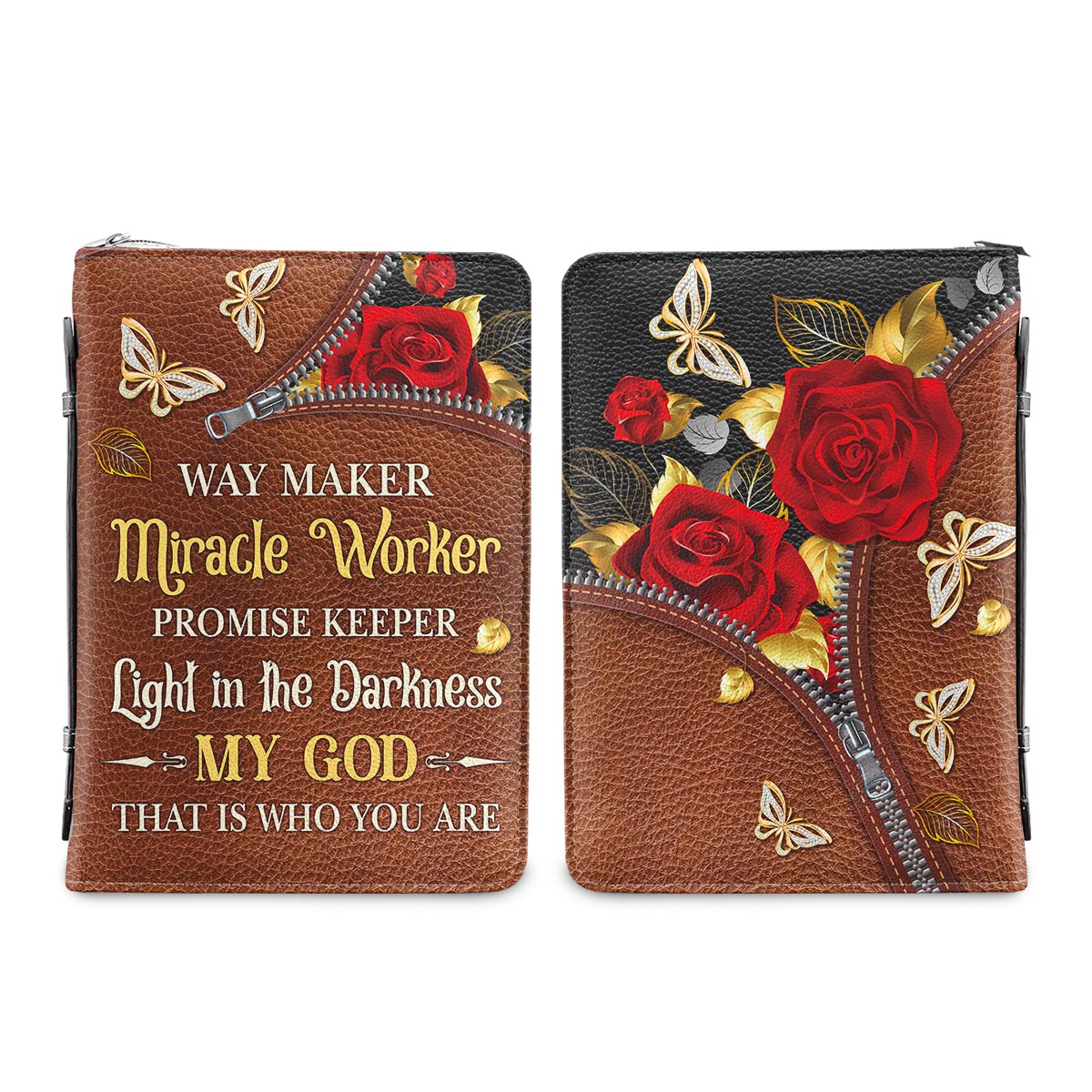 Way Maker Miracle Worker Butterfly Zipper Style Personalized Bible Cover - Inspirational Bible Covers For Women