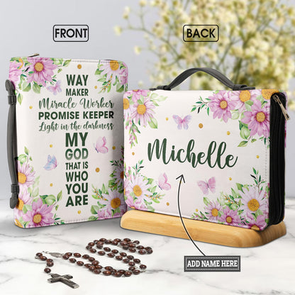 Way Maker Miracle Worker Daisy Butterfly Personalized Bible Cover - Inspirational Bible Covers For Women
