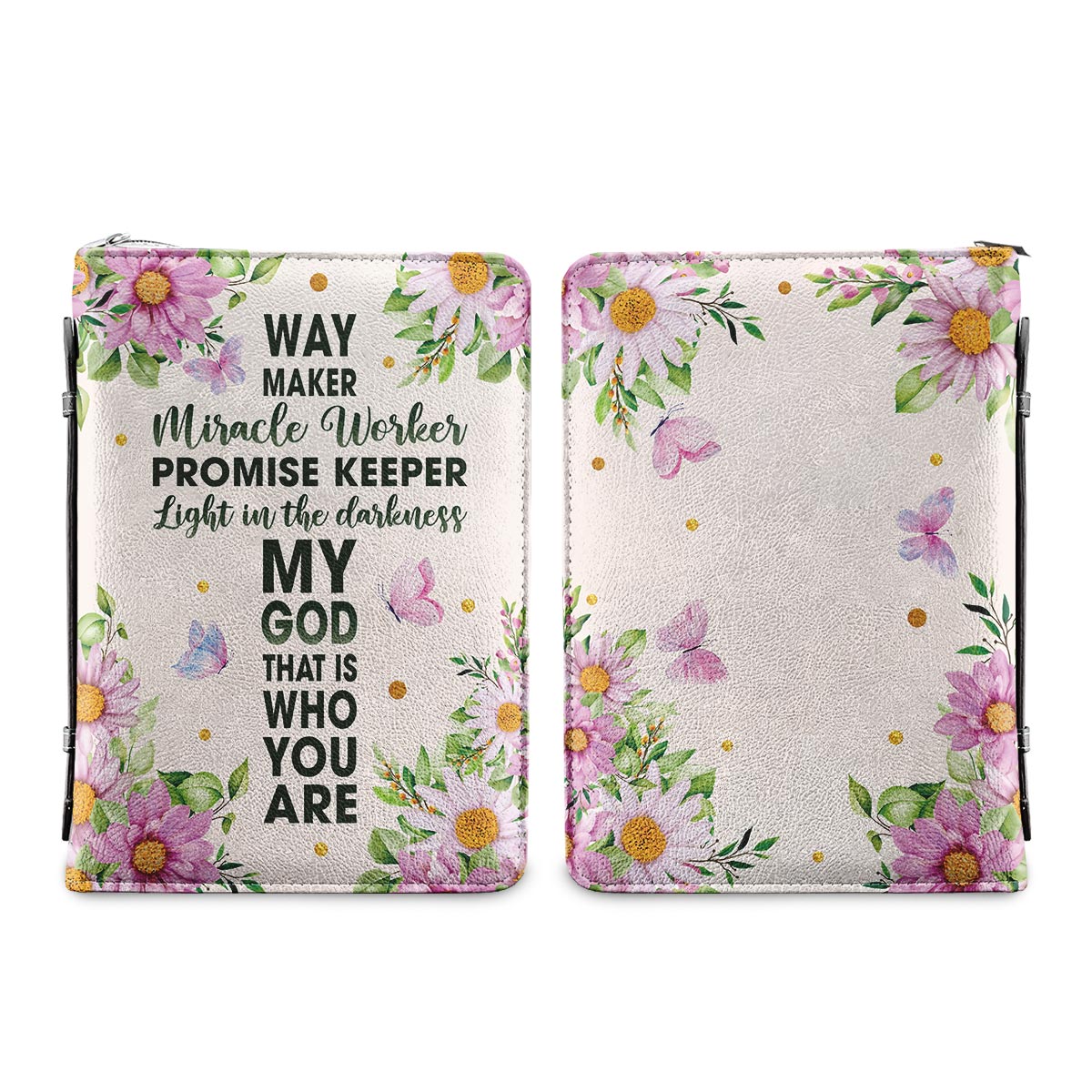 Way Maker Miracle Worker Daisy Butterfly Personalized Bible Cover - Inspirational Bible Covers For Women
