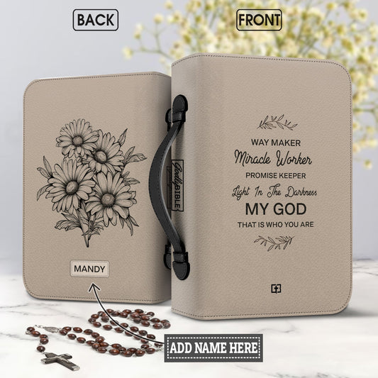 Way Maker Miracle Worker Daisy Personalized Bible Cover - Inspirational Bible Covers For Women