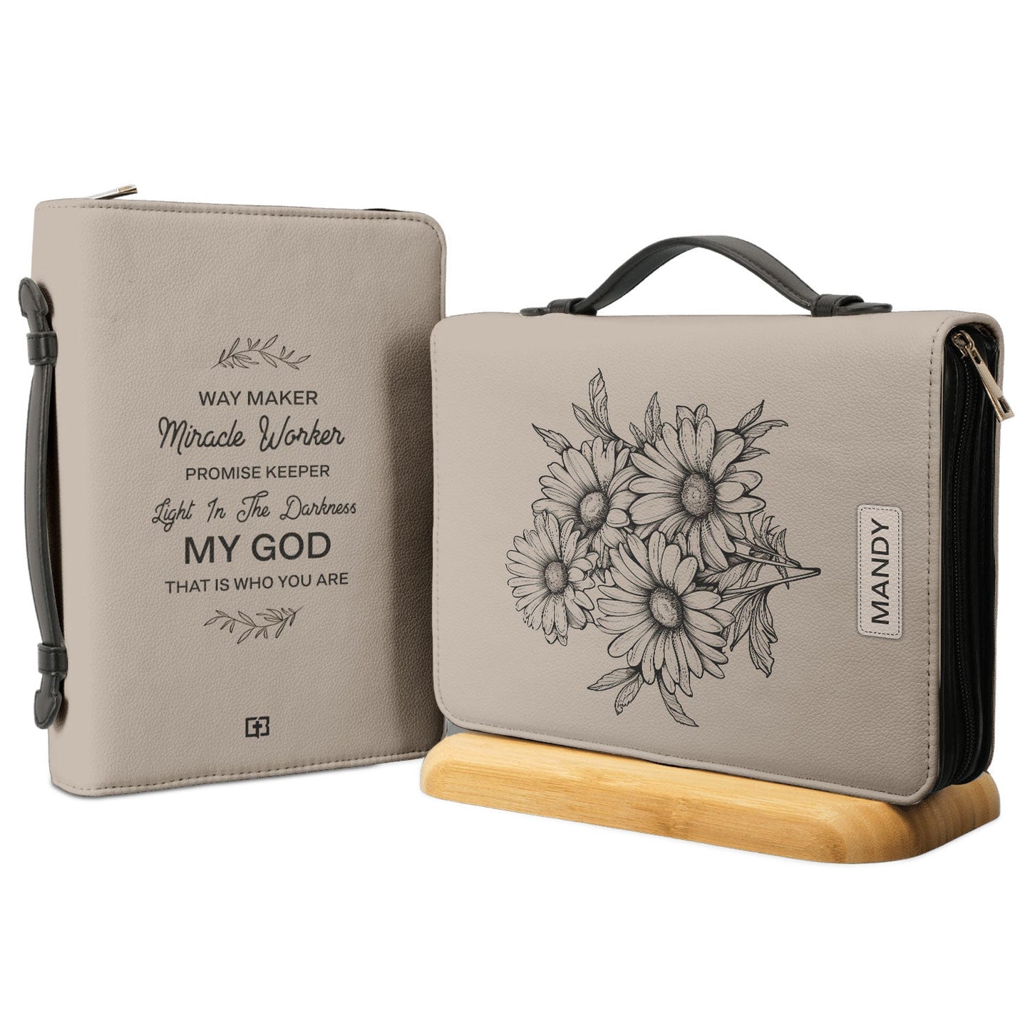 Way Maker Miracle Worker Daisy Personalized Bible Cover - Inspirational Bible Covers For Women