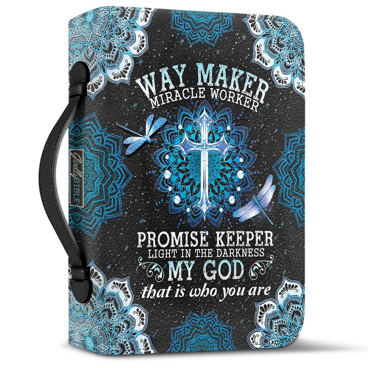 Way Maker Miracle Worker Dragonfly Blue Mandala Personalized Bible Cover - Inspirational Bible Covers For Women