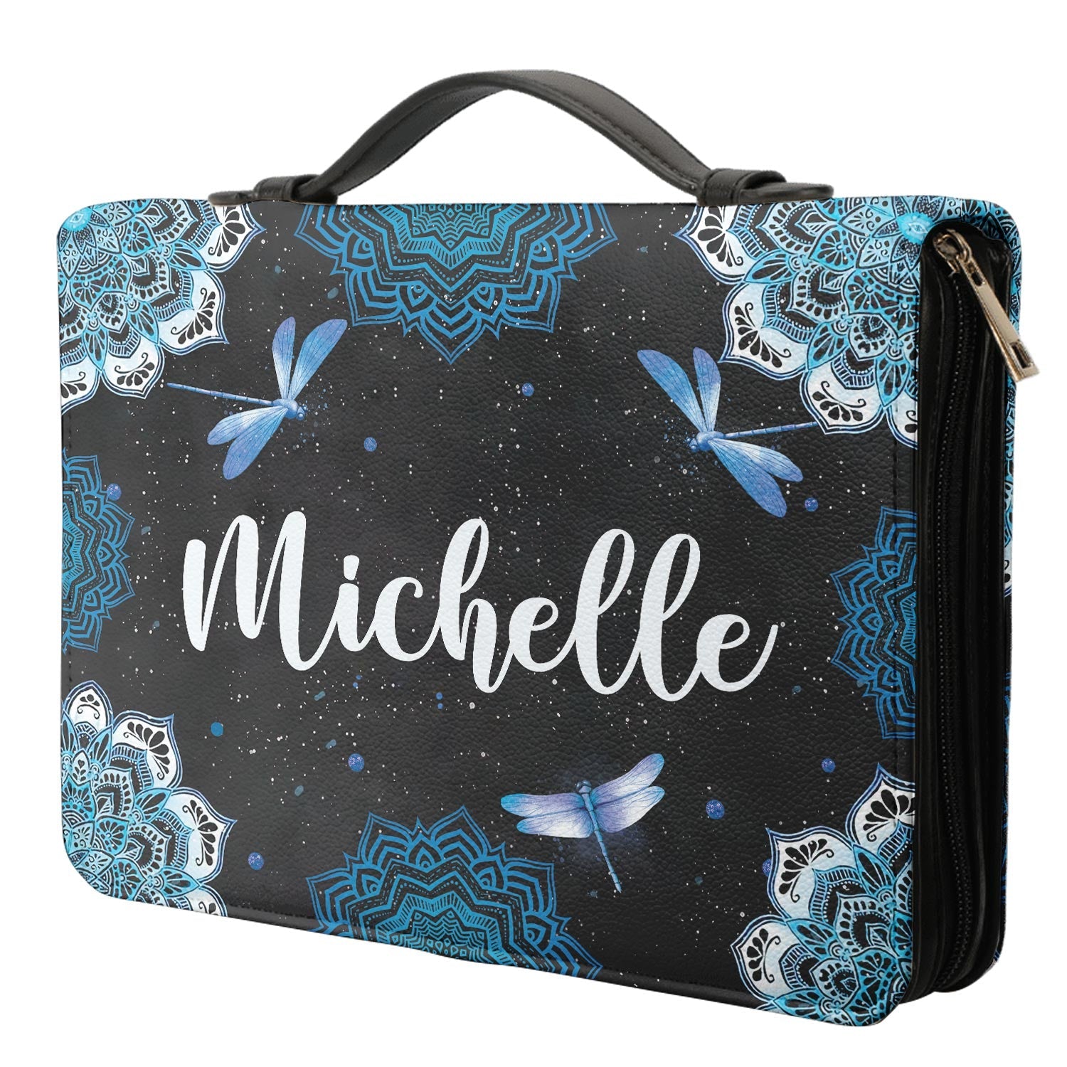 Way Maker Miracle Worker Dragonfly Blue Mandala Personalized Bible Cover - Inspirational Bible Covers For Women