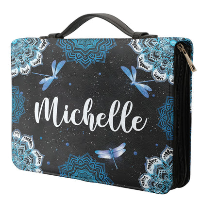 Way Maker Miracle Worker Dragonfly Blue Mandala Personalized Bible Cover - Inspirational Bible Covers For Women