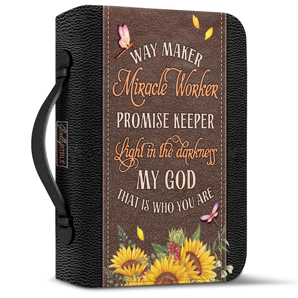 Way Maker Miracle Worker Dragonfly Sunflower Personalized Bible Cover - Inspirational Bible Covers For Women