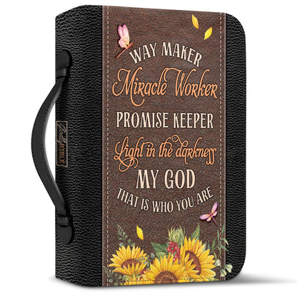 Way Maker Miracle Worker Dragonfly Sunflower Personalized Bible Cover - Inspirational Bible Covers For Women
