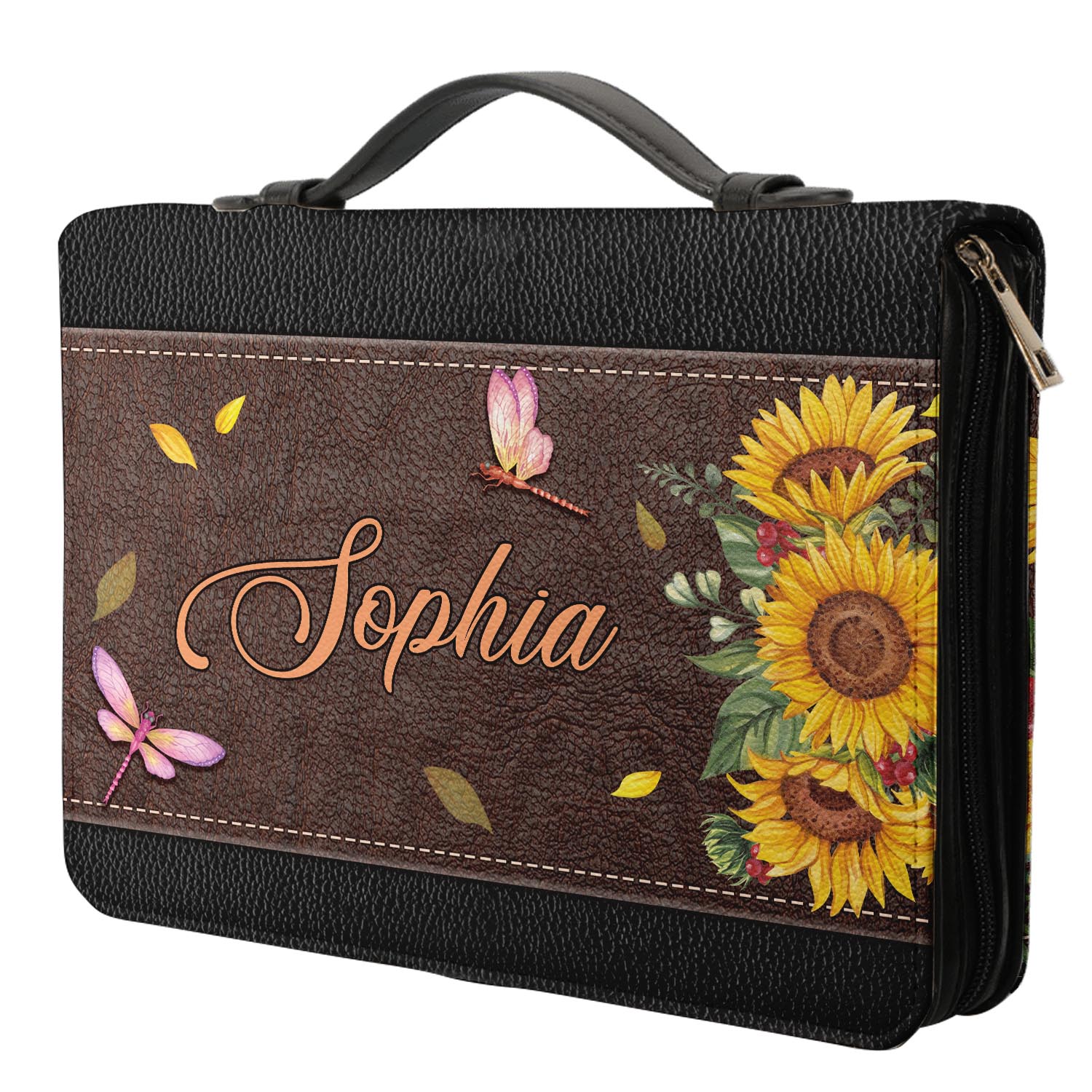 Way Maker Miracle Worker Dragonfly Sunflower Personalized Bible Cover - Inspirational Bible Covers For Women