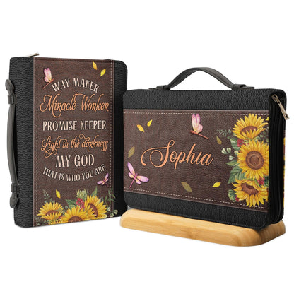 Way Maker Miracle Worker Dragonfly Sunflower Personalized Bible Cover - Inspirational Bible Covers For Women