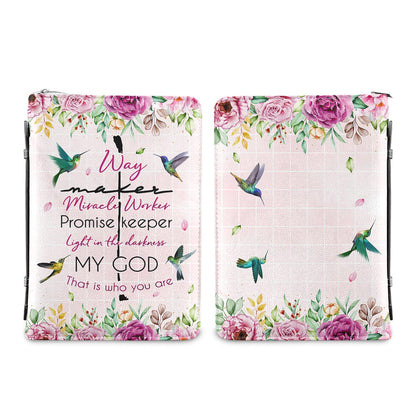 Way Maker Miracle Worker Hummingbird Flower Personalized Bible Cover - Inspirational Bible Covers For Women