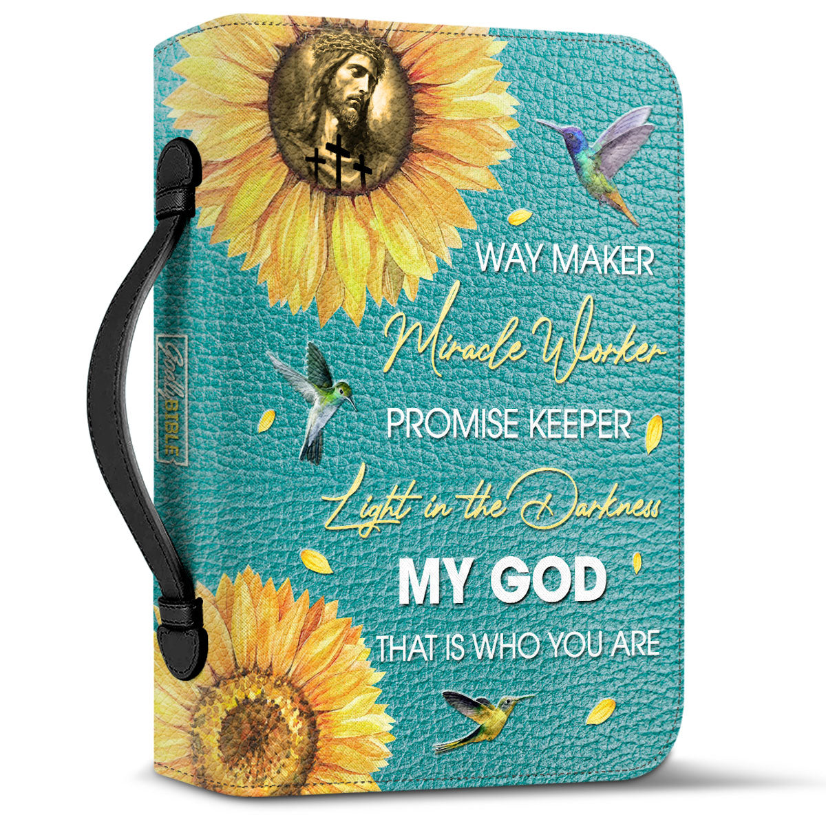 Way Maker Miracle Worker Hummingbird Sunflower Personalized Bible Cover - Inspirational Bible Covers For Women