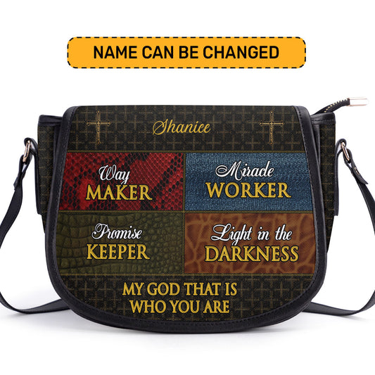 Way Maker Personalized Leather Saddle Bag - Christian Women's Handbag Gifts