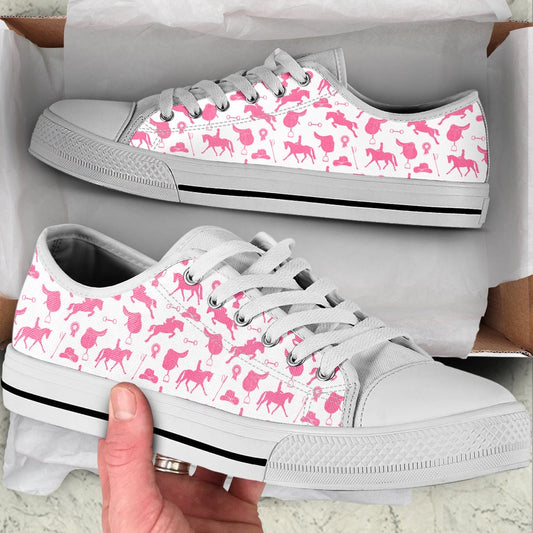 Western Horse Pink Low Top Shoes, Animal Print Canvas Shoes, Print On Canvas Shoes
