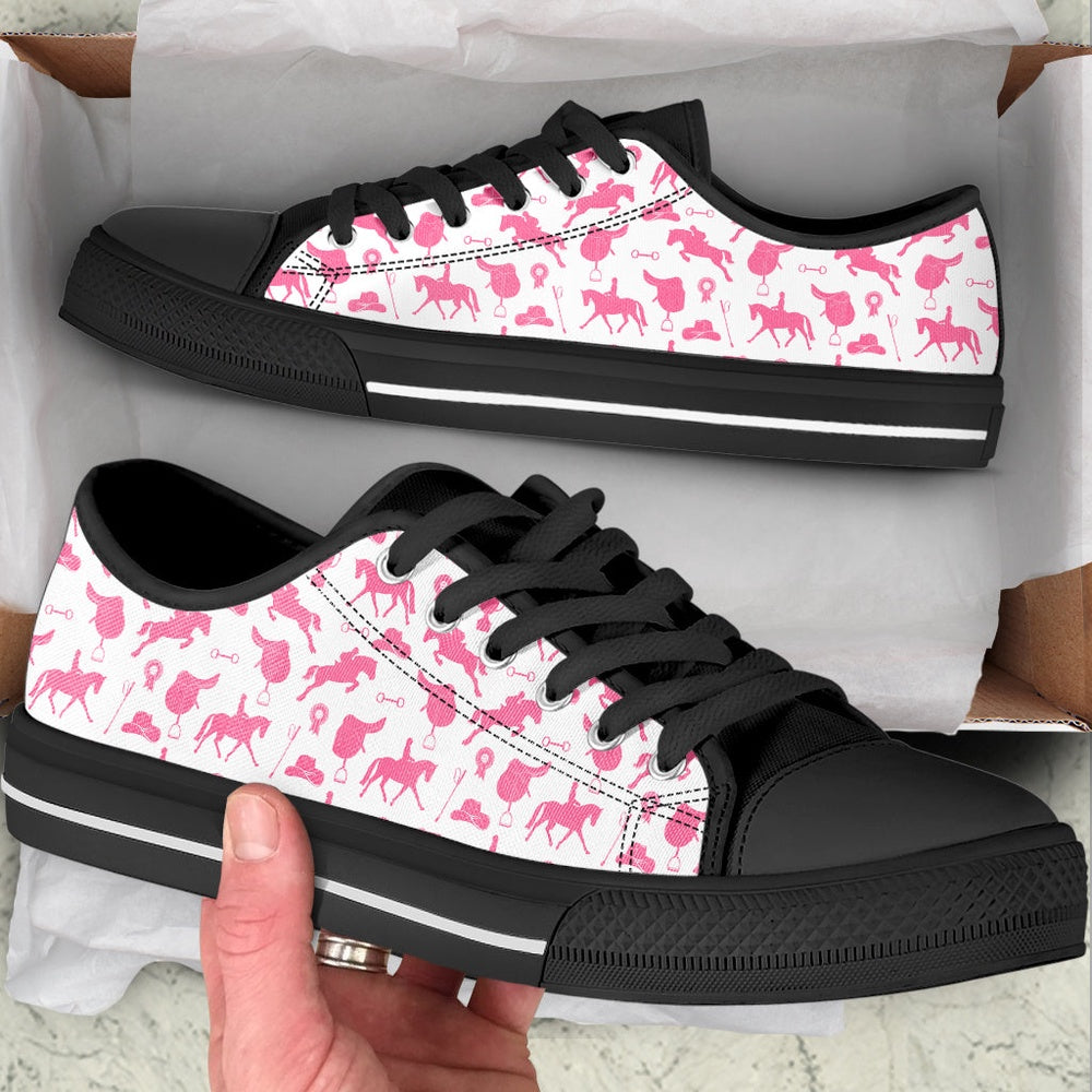 Western Horse Pink Low Top Shoes, Animal Print Canvas Shoes, Print On Canvas Shoes