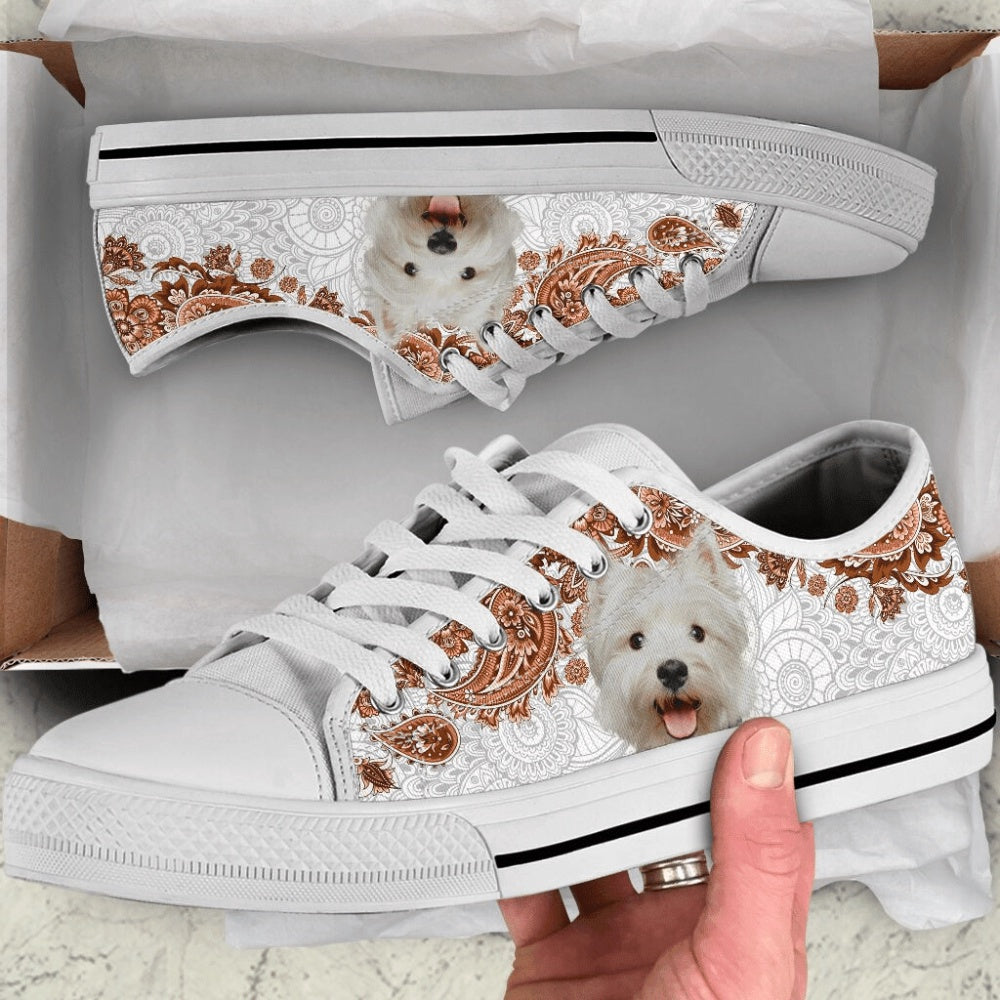 Westie Low Top Shoes Sneaker - Trendy Footwear, Dog Printed Shoes, Canvas Shoes For Men, Women