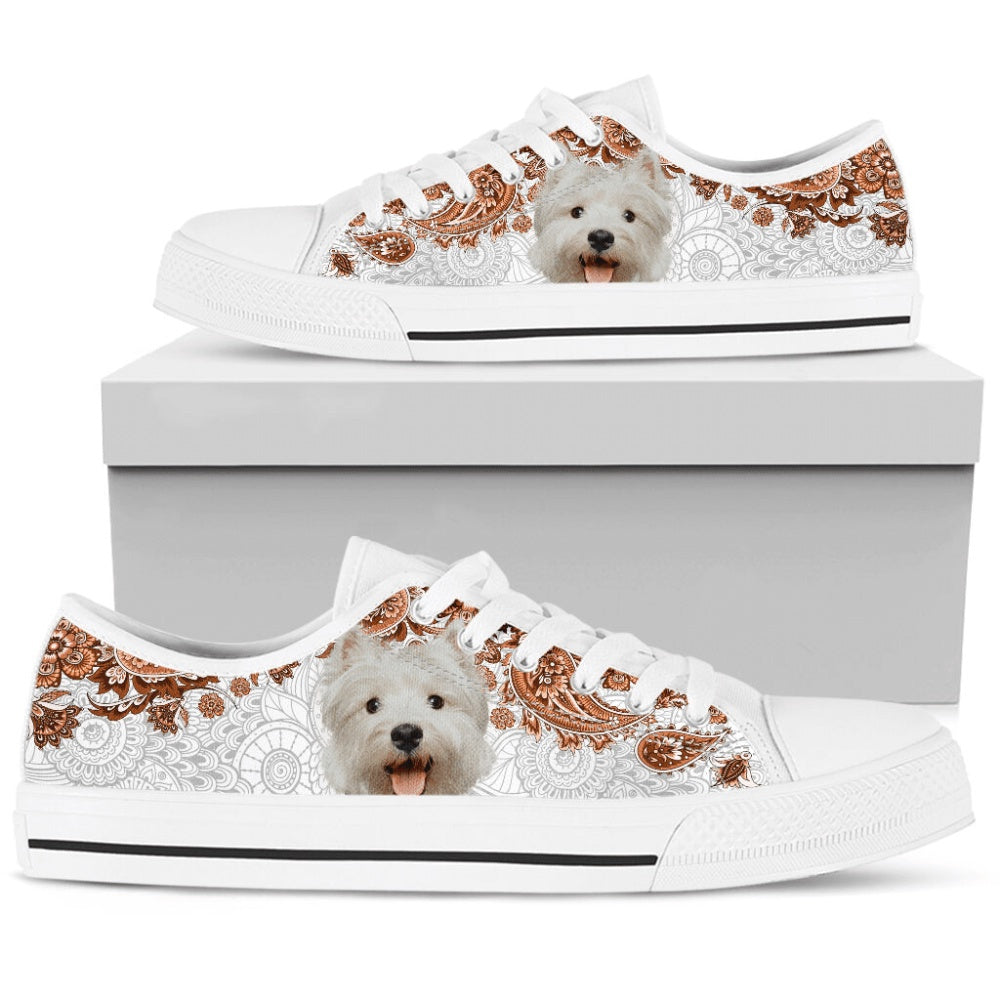 Westie Low Top Shoes Sneaker - Trendy Footwear, Dog Printed Shoes, Canvas Shoes For Men, Women