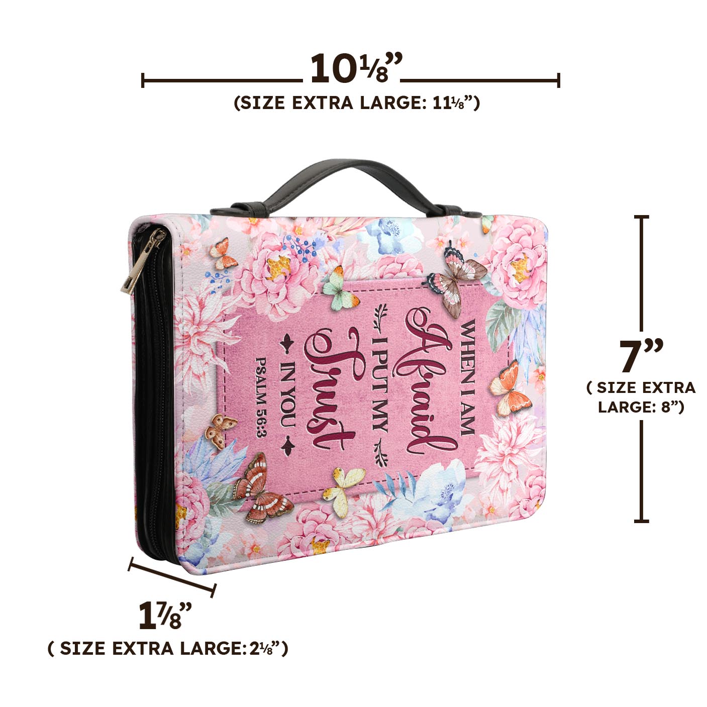 When I Am Afraid I Put My Trust In You Psalm 56 3 Butterfly Flower Personalized Bible Cover - Pastor's Bible Covers