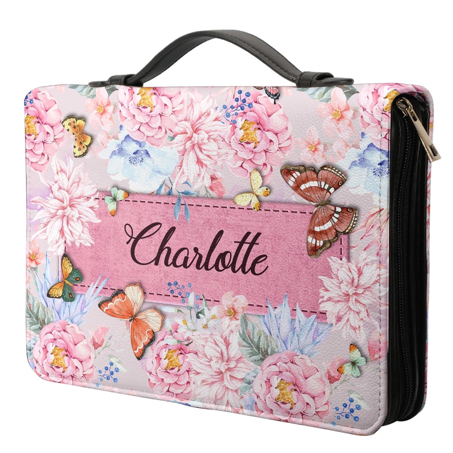 When I Am Afraid I Put My Trust In You Psalm 56 3 Butterfly Flower Personalized Bible Cover - Pastor's Bible Covers