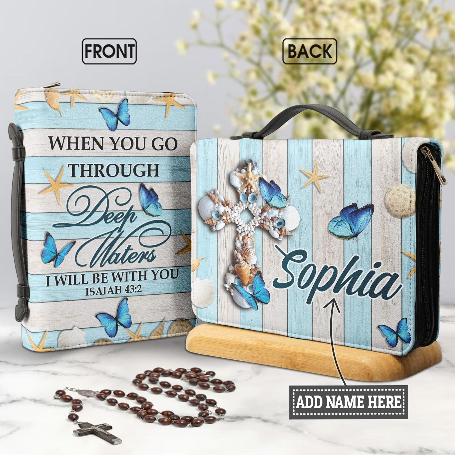 When You Go Through Deep Waters I Will Be With You Anchor Isaiah 43 2 Personalized Bible Cover - Pastor's Bible Covers