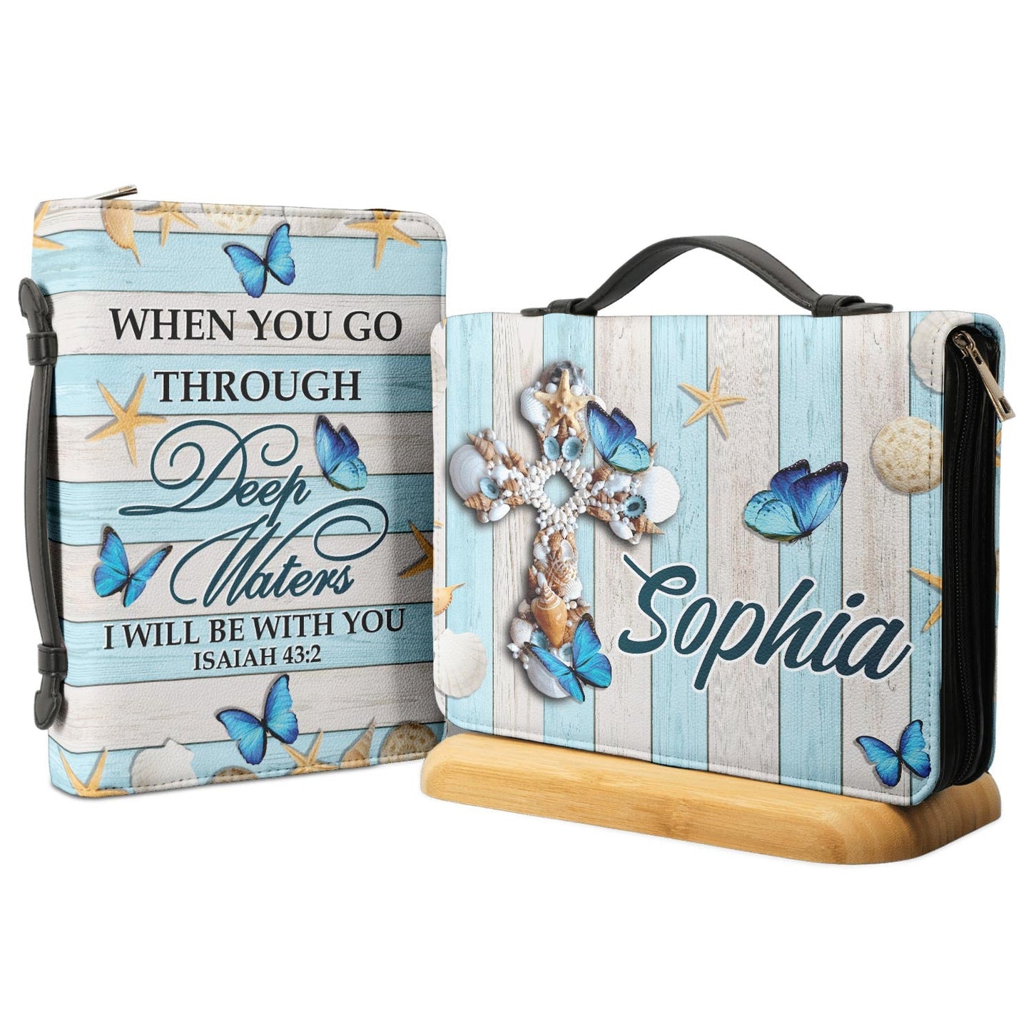 When You Go Through Deep Waters I Will Be With You Anchor Isaiah 43 2 Personalized Bible Cover - Pastor's Bible Covers