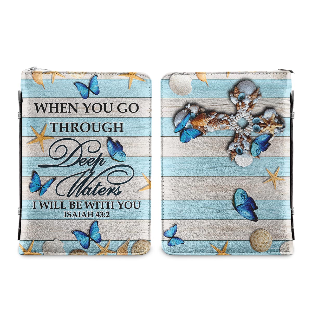 When You Go Through Deep Waters I Will Be With You Anchor Isaiah 43 2 Personalized Bible Cover - Pastor's Bible Covers