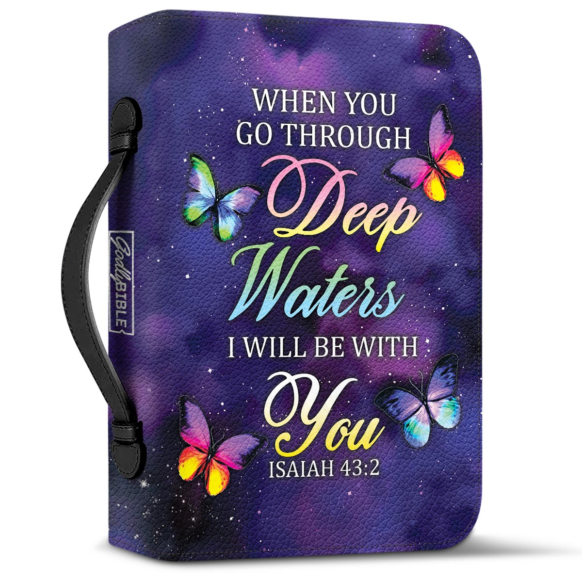 When You Go Through Deep Waters I Will Be With You Butterfly Isaiah 43 2 Personalized Bible Cover - Pastor's Bible Covers