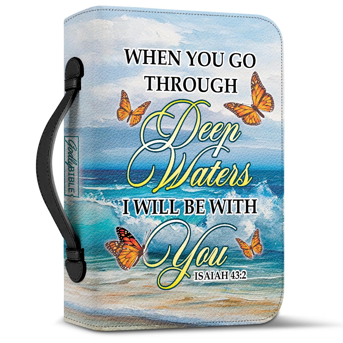 When You Go Through Deep Waters I Will Be With You Isaiah 43 2 1 Personalized Bible Cover - Pastor's Bible Covers