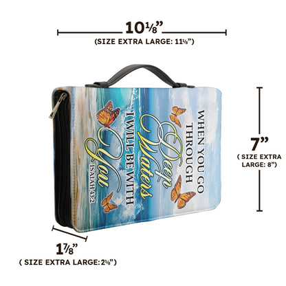 When You Go Through Deep Waters I Will Be With You Isaiah 43 2 1 Personalized Bible Cover - Pastor's Bible Covers