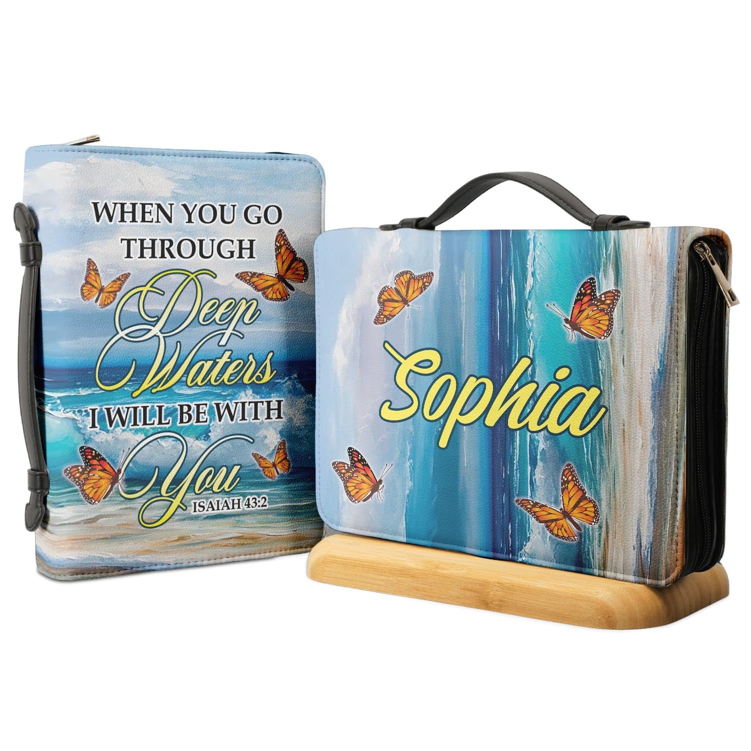 When You Go Through Deep Waters I Will Be With You Isaiah 43 2 1 Personalized Bible Cover - Pastor's Bible Covers