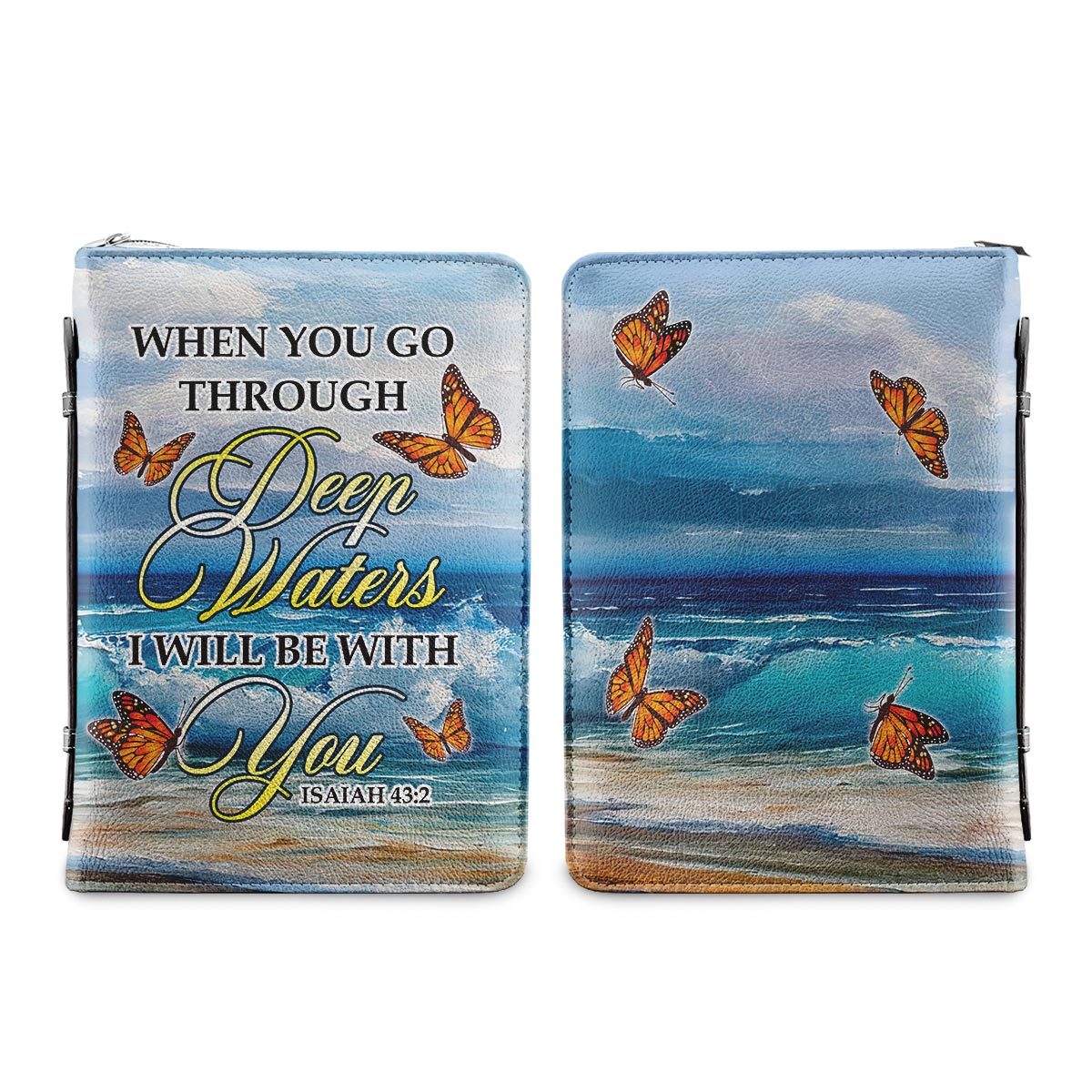 When You Go Through Deep Waters I Will Be With You Isaiah 43 2 1 Personalized Bible Cover - Pastor's Bible Covers