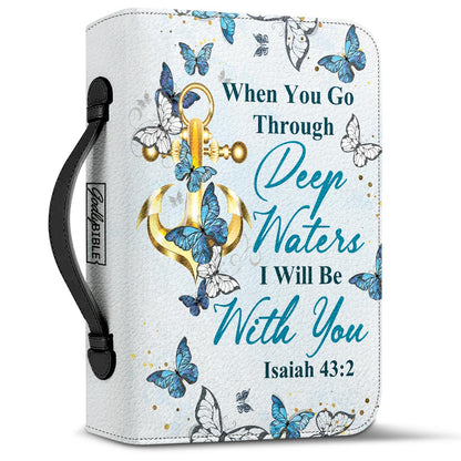 When You Go Through Deep Waters I Will Be With You Isaiah 43 2 Anchor Butterfly Personalized Bible Cover - Pastor's Bible Covers