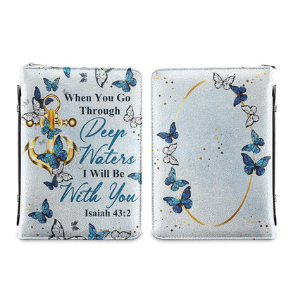 When You Go Through Deep Waters I Will Be With You Isaiah 43 2 Anchor Butterfly Personalized Bible Cover - Pastor's Bible Covers