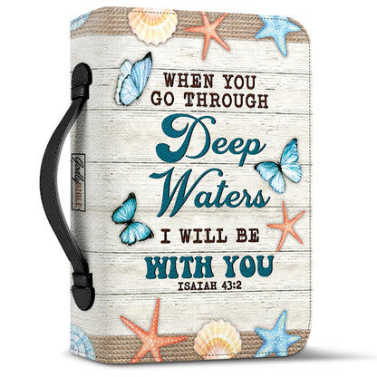 When You Go Through Deep Waters I Will Be With You Isaiah 43 2 Anchor Personalized Bible Cover - Pastor's Bible Covers