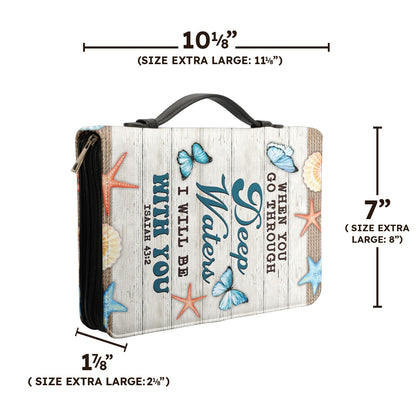 When You Go Through Deep Waters I Will Be With You Isaiah 43 2 Anchor Personalized Bible Cover - Pastor's Bible Covers
