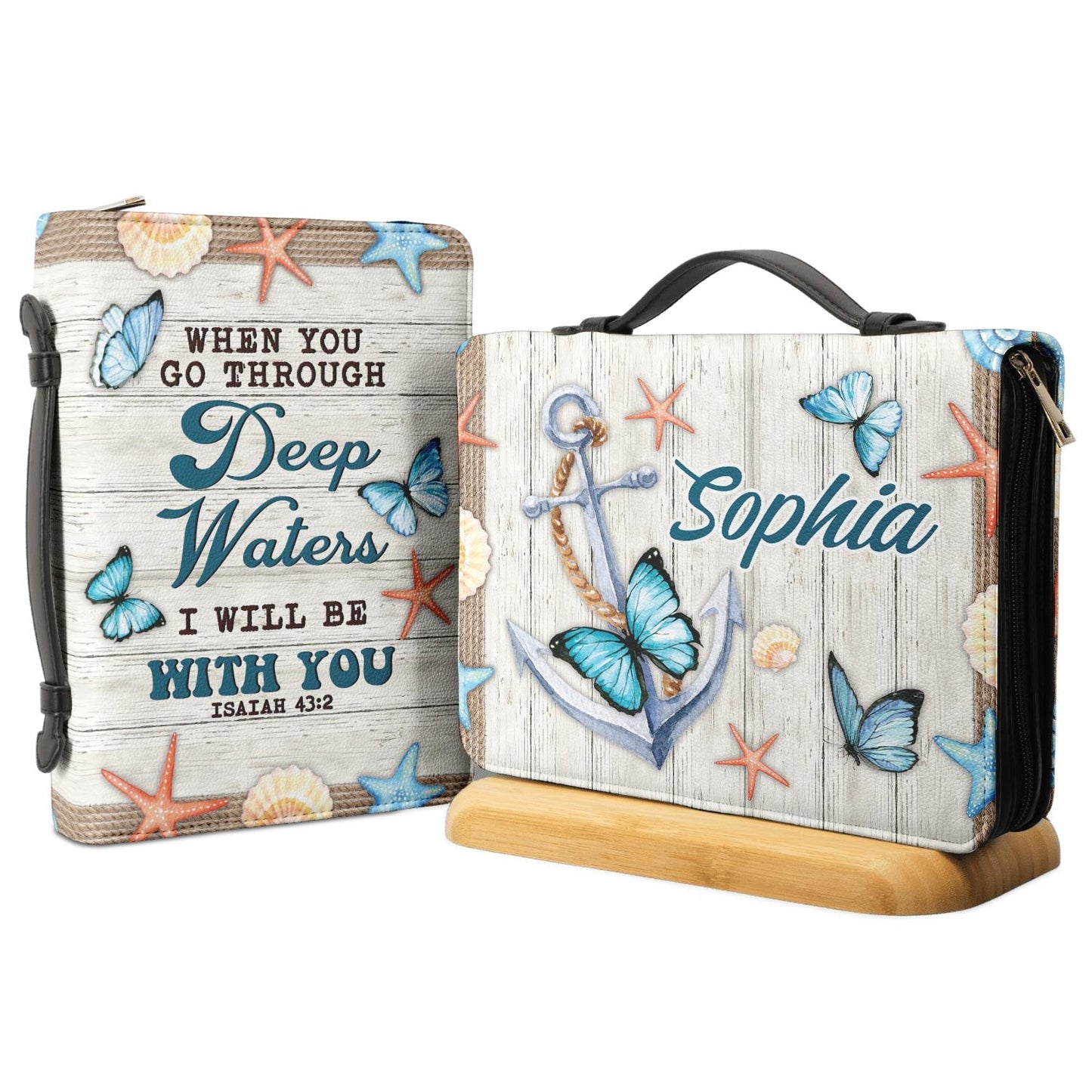 When You Go Through Deep Waters I Will Be With You Isaiah 43 2 Anchor Personalized Bible Cover - Pastor's Bible Covers