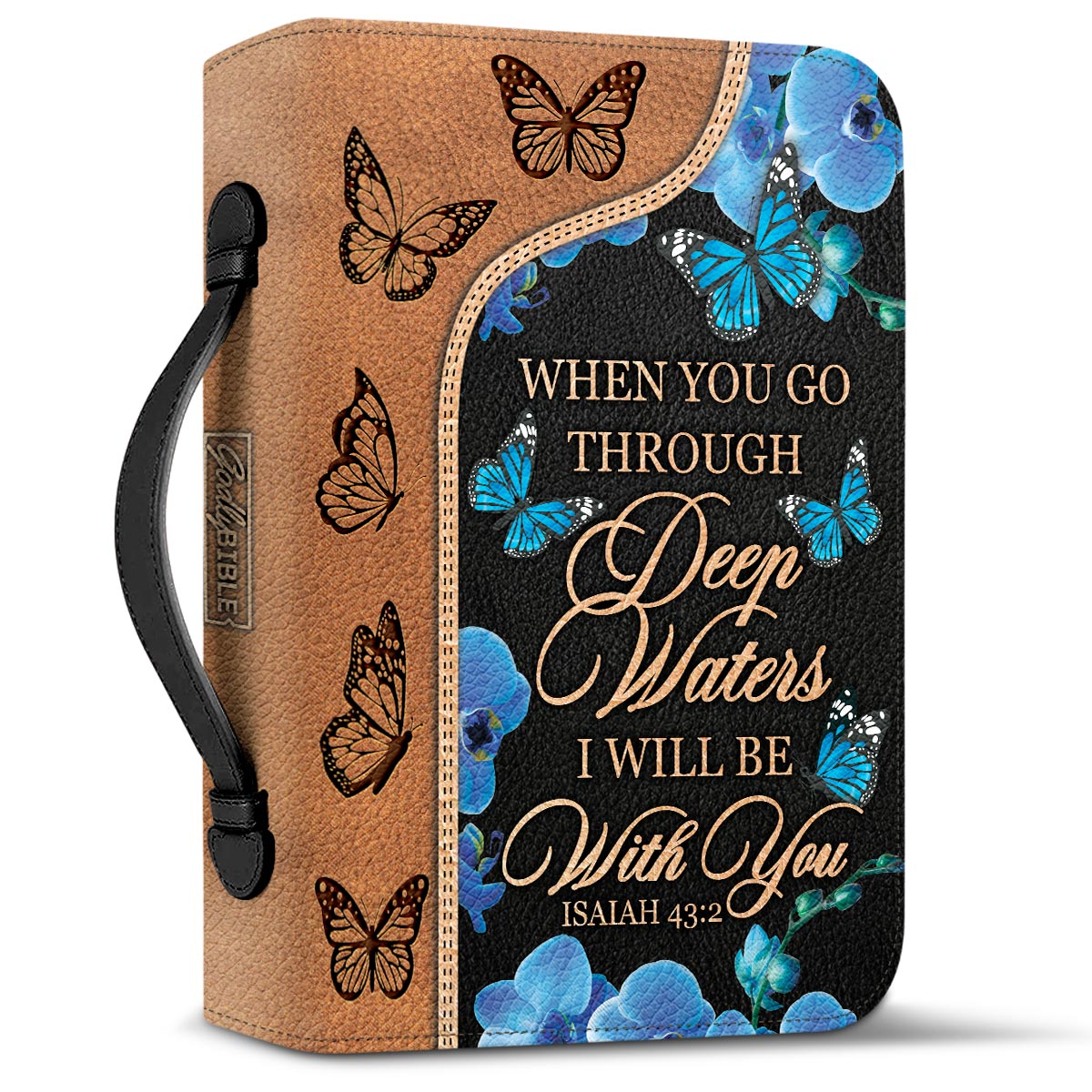 When You Go Through Deep Waters I Will Be With You Isaiah 43 2 Butterfly Personalized Bible Cover - Pastor's Bible Covers