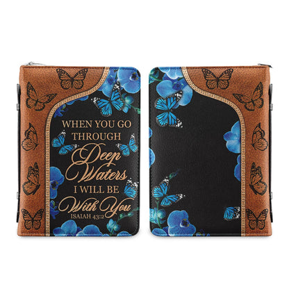 When You Go Through Deep Waters I Will Be With You Isaiah 43 2 Butterfly Personalized Bible Cover - Pastor's Bible Covers